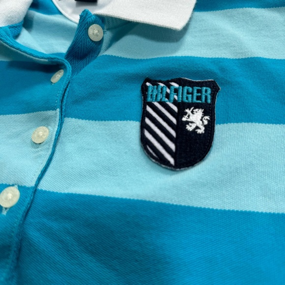 Tommy Hilfiger Blue Striped Polo Shirt with Intarsia Crest Logo - Picture 2 of 10